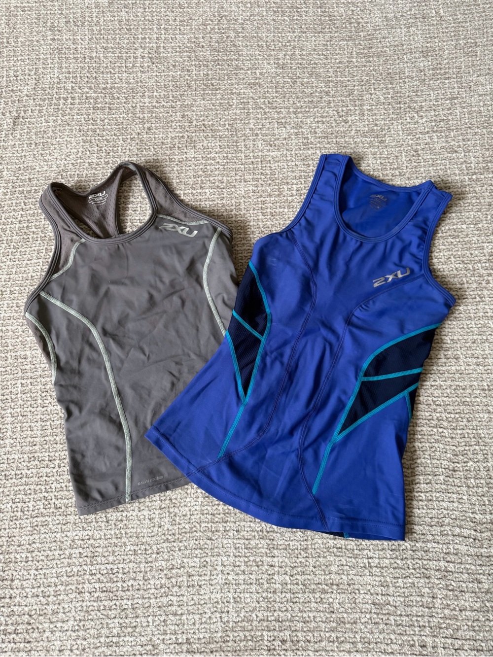 2XU Women's Blue and Gray Racerback cycling tank tops
